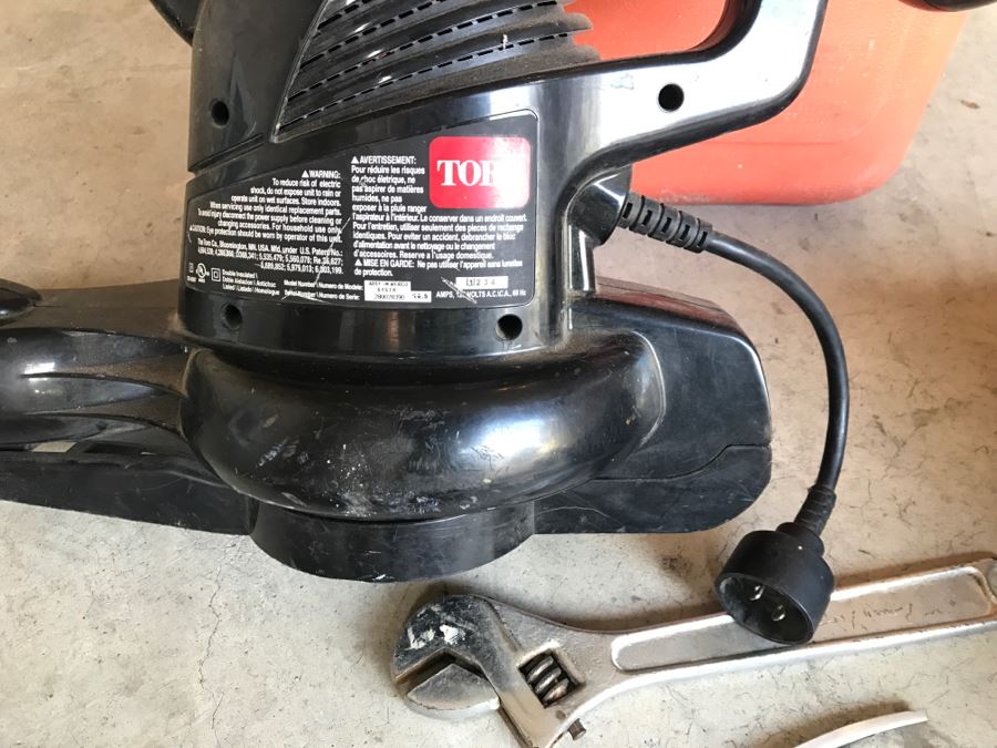 Tool Lot With TORO Electric Rake & Vac Model 51574, Gas Can, DeLonghi Heater And Various Tools [Photo 11]