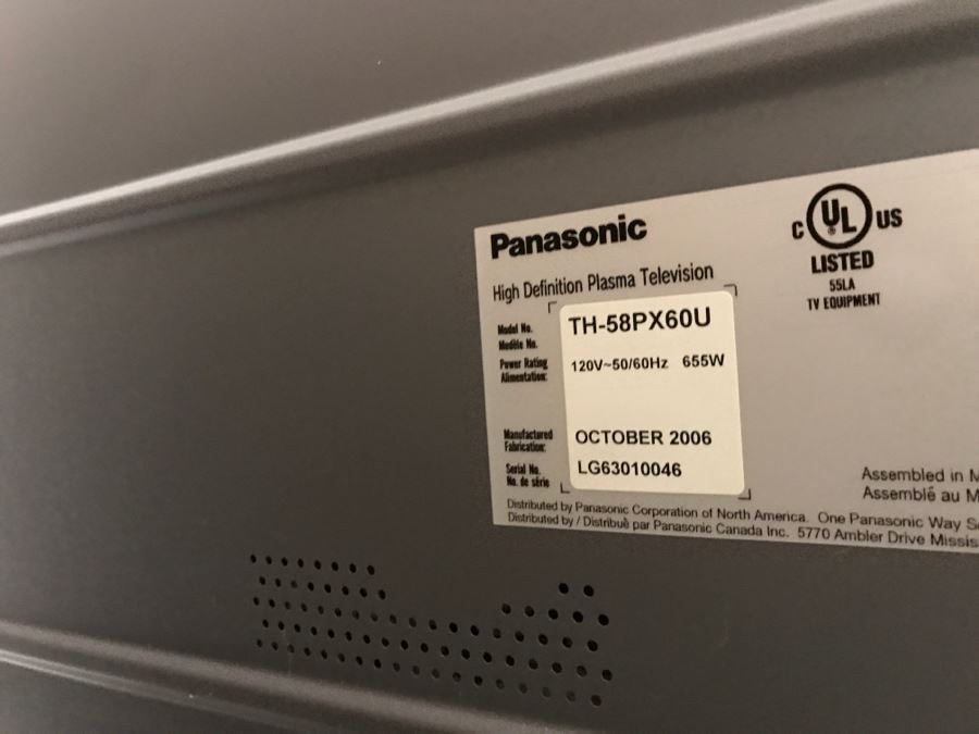 Panasonic High Definition Plasma Television Model TH-58PX60U 58' With Remote [Photo 10]
