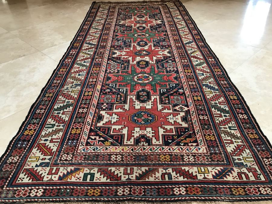 Stunning Antique Persian Tribal Runner Rug Hand Knotted Wool Rug Measures 8'11' X 3'10' [Photo 1]
