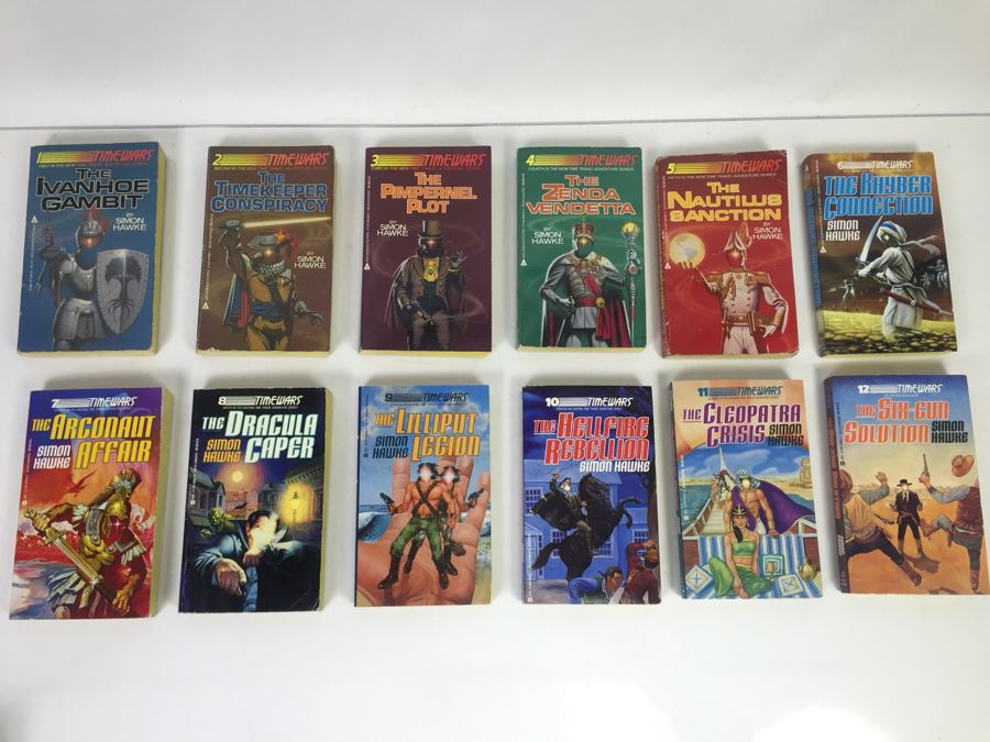 Signed Complete Set Of 1st Ed TimeWars Paperback Books EACH Individually Signed By Simon Hawke 1-12 (12 Signed Books Total) [Photo 1]