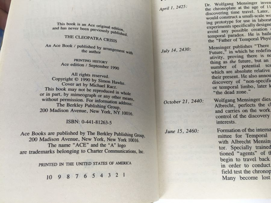 Signed Complete Set Of 1st Ed TimeWars Paperback Books EACH Individually Signed By Simon Hawke 1-12 (12 Signed Books Total) [Photo 35]