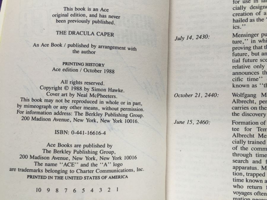 Signed Complete Set Of 1st Ed TimeWars Paperback Books EACH Individually Signed By Simon Hawke 1-12 (12 Signed Books Total) [Photo 29]