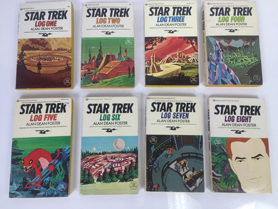 (8) Signed Paperback Books STAR TREK Logs By Alan Dean Foster (Each Book Signed) Combo Of First Printings And First Editions