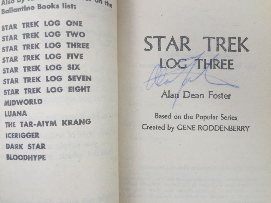 (8) Signed Paperback Books STAR TREK Logs By Alan Dean Foster (Each Book Signed) Combo Of First Printings And First Editions [Photo 15]