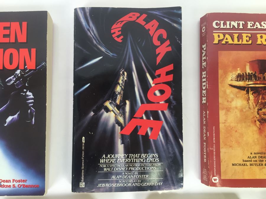 Signed Set Of (6) Paperback Books By Alan Dean Foster: The Black Hole, Pale Rider, Star Wars, Star Trek (Each Book Signed) [Photo 3]