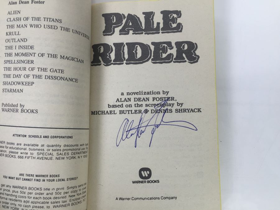 Signed Set Of (6) Paperback Books By Alan Dean Foster: The Black Hole, Pale Rider, Star Wars, Star Trek (Each Book Signed) [Photo 12]