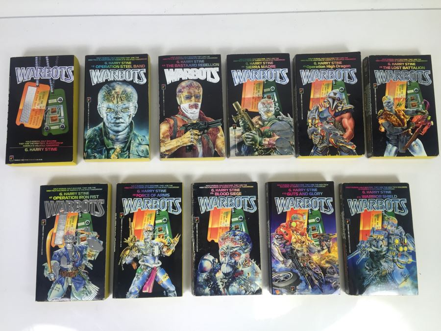 Signed Set Of (11) First Printing Paperback Books Warbots Series By G. Harry Stine (Each Book Signed)