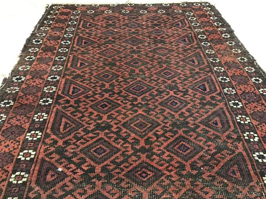 Antique Persian Tribal Rug Hand Knotted Wool Area Rug Measures 4'8' X 2'11' [Photo 9]