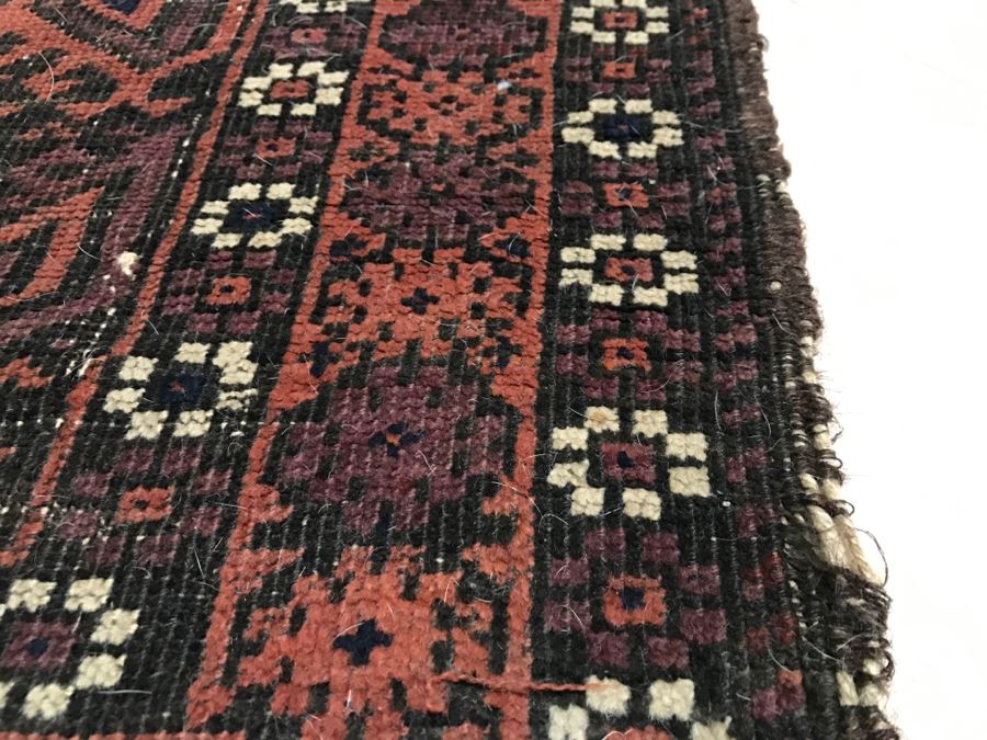 Antique Persian Tribal Rug Hand Knotted Wool Area Rug Measures 4'8' X 2'11' [Photo 12]