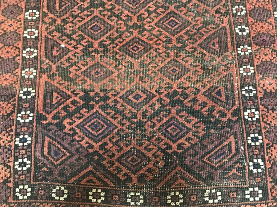 Antique Persian Tribal Rug Hand Knotted Wool Area Rug Measures 4'8' X 2'11' [Photo 5]
