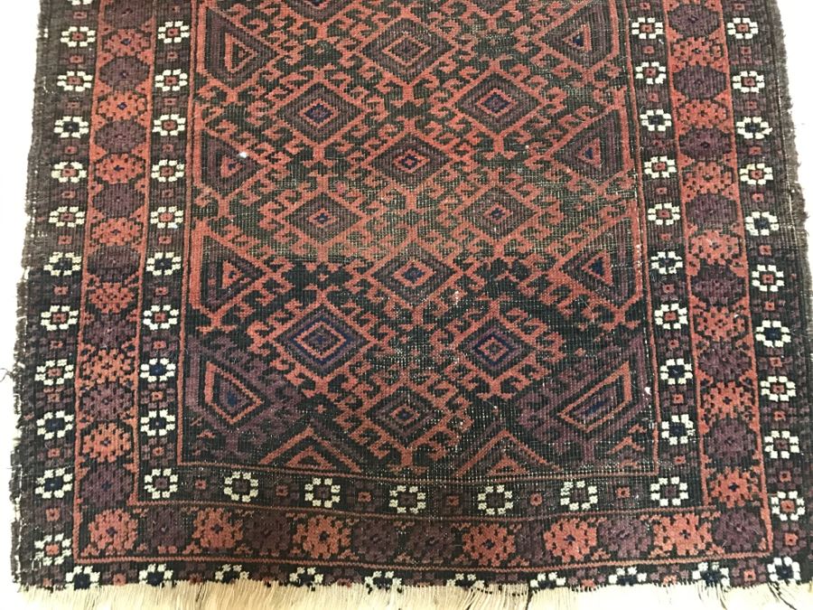 Antique Persian Tribal Rug Hand Knotted Wool Area Rug Measures 4'8' X 2'11' [Photo 6]
