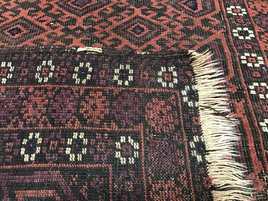 Antique Persian Tribal Rug Hand Knotted Wool Area Rug Measures 4'8' X 2'11' [Photo 15]