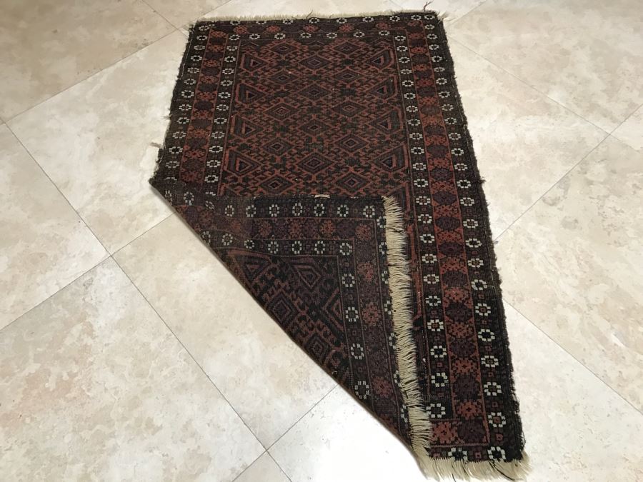 Antique Persian Tribal Rug Hand Knotted Wool Area Rug Measures 4'8' X 2'11' [Photo 14]
