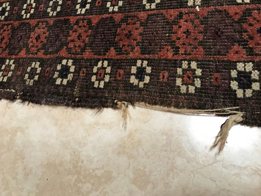 Antique Persian Tribal Rug Hand Knotted Wool Area Rug Measures 4'8' X 2'11' [Photo 11]