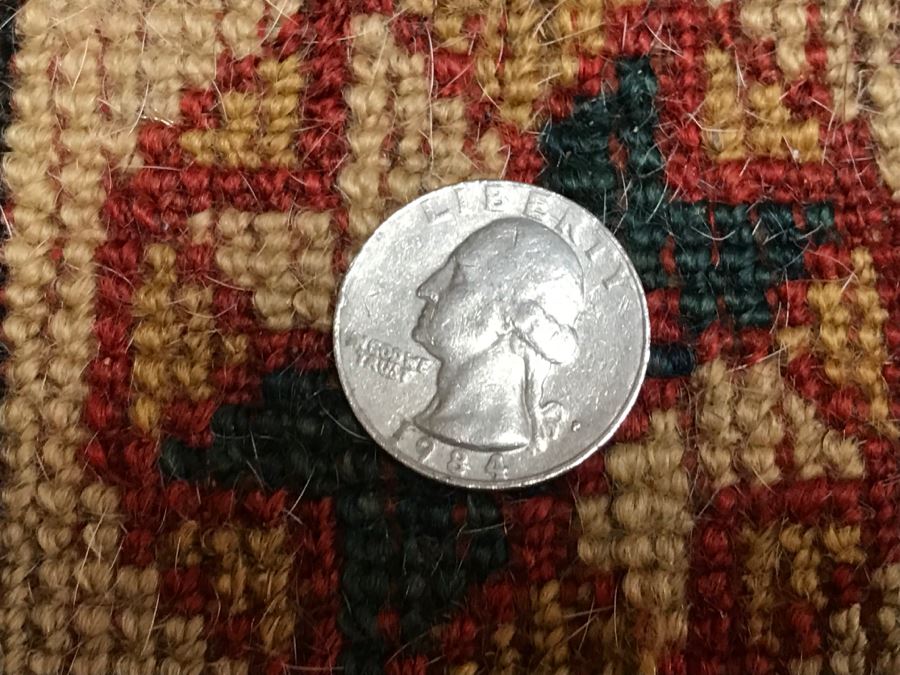 Antique Persian Tribal Rug Hand Knotted Wool Area Rug Appears To Have Been Cut Down - Note Hole In Rug In Photos [Photo 26]