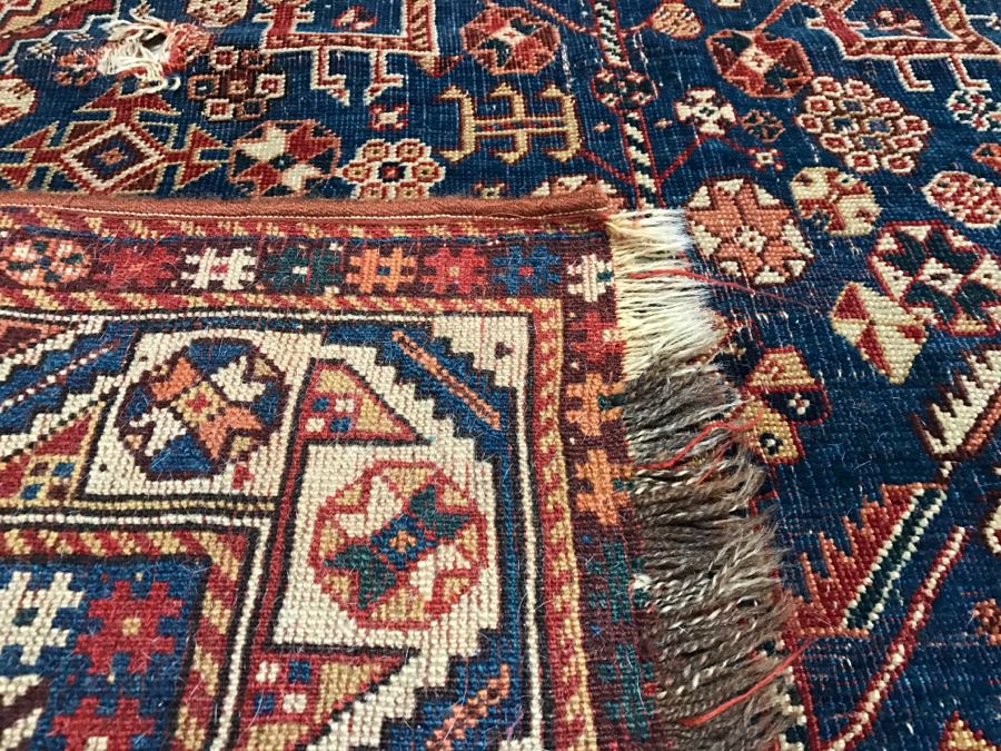 Antique Persian Tribal Rug Hand Knotted Wool Area Rug Appears To Have Been Cut Down - Note Hole In Rug In Photos [Photo 24]
