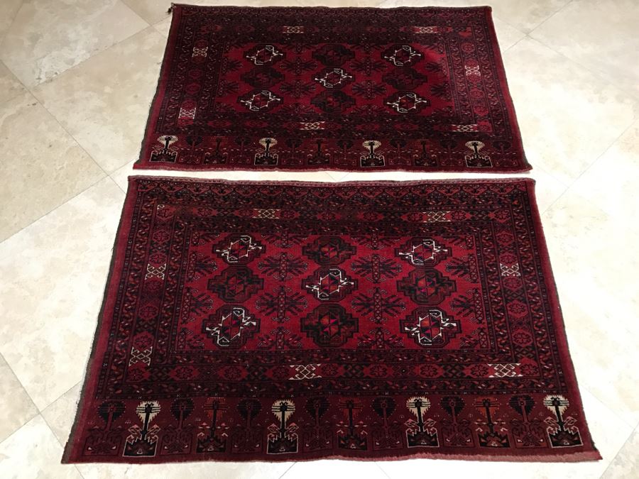 Pair Of Vintage Persian Tribal Large Flour Salt Bags Hand Knotted Wool Area Rugs Very Heavy Each Measures 5' X 3'3' [Photo 5]