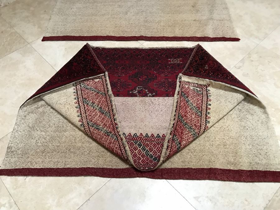 Pair Of Vintage Persian Tribal Large Flour Salt Bags Hand Knotted Wool Area Rugs Very Heavy Each Measures 5' X 3'3' [Photo 24]