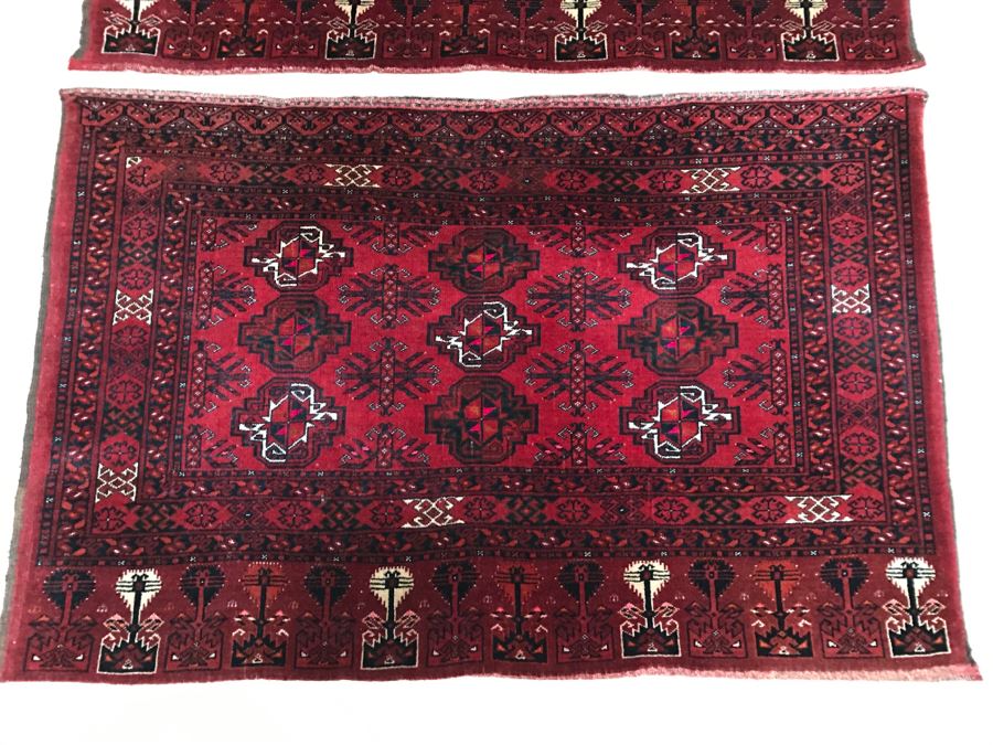 Pair Of Vintage Persian Tribal Large Flour Salt Bags Hand Knotted Wool Area Rugs Very Heavy Each Measures 5' X 3'3' [Photo 6]