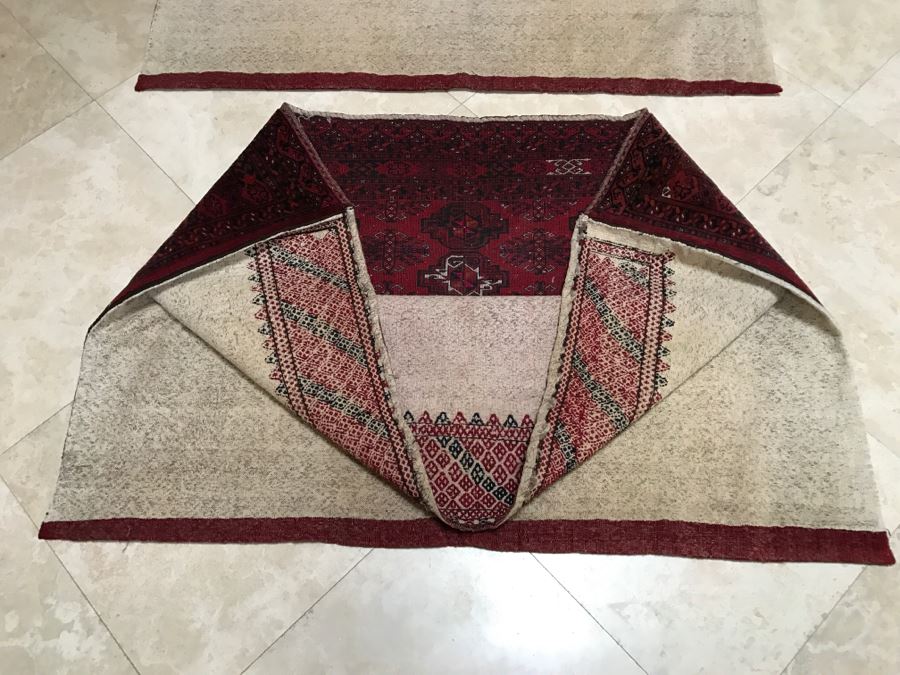 Pair Of Vintage Persian Tribal Large Flour Salt Bags Hand Knotted Wool Area Rugs Very Heavy Each Measures 5' X 3'3' [Photo 23]