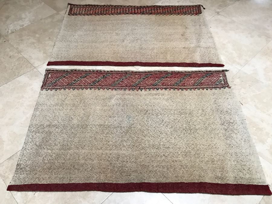 Pair Of Vintage Persian Tribal Large Flour Salt Bags Hand Knotted Wool Area Rugs Very Heavy Each Measures 5' X 3'3' [Photo 3]