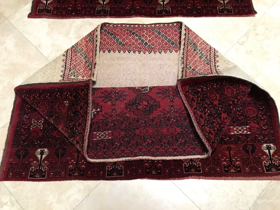 Pair Of Vintage Persian Tribal Large Flour Salt Bags Hand Knotted Wool Area Rugs Very Heavy Each Measures 5' X 3'3' [Photo 29]