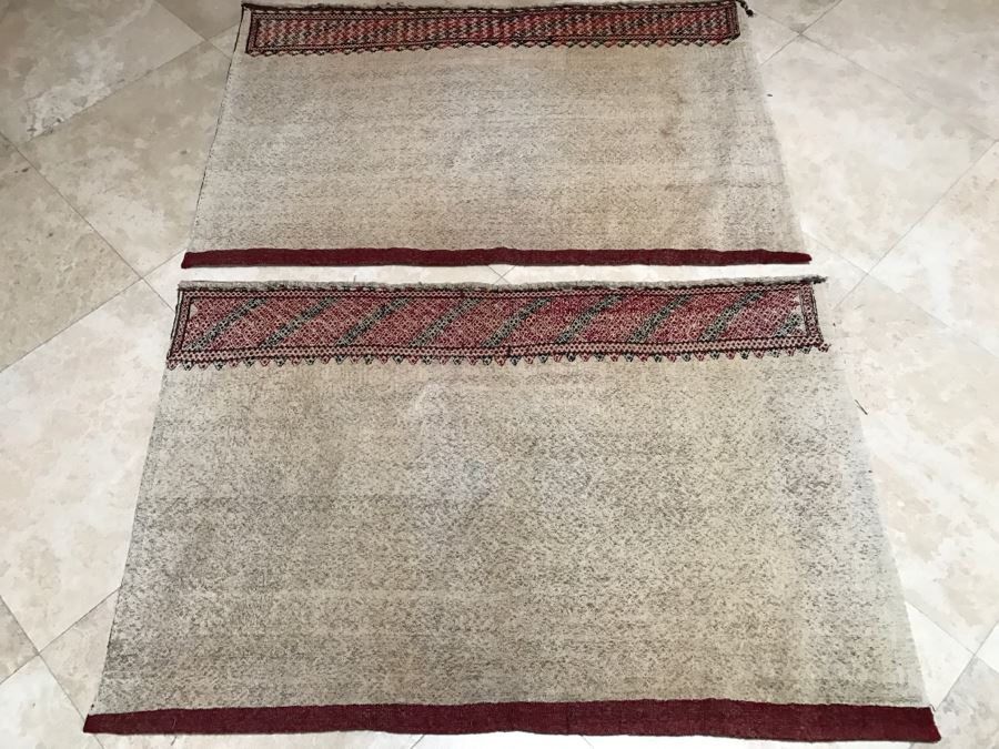 Pair Of Vintage Persian Tribal Large Flour Salt Bags Hand Knotted Wool Area Rugs Very Heavy Each Measures 5' X 3'3' [Photo 18]
