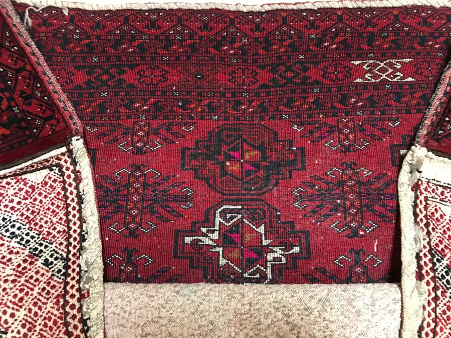 Pair Of Vintage Persian Tribal Large Flour Salt Bags Hand Knotted Wool Area Rugs Very Heavy Each Measures 5' X 3'3' [Photo 25]