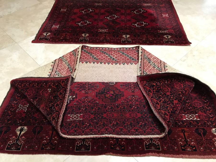 Pair Of Vintage Persian Tribal Large Flour Salt Bags Hand Knotted Wool Area Rugs Very Heavy Each Measures 5' X 3'3' [Photo 28]