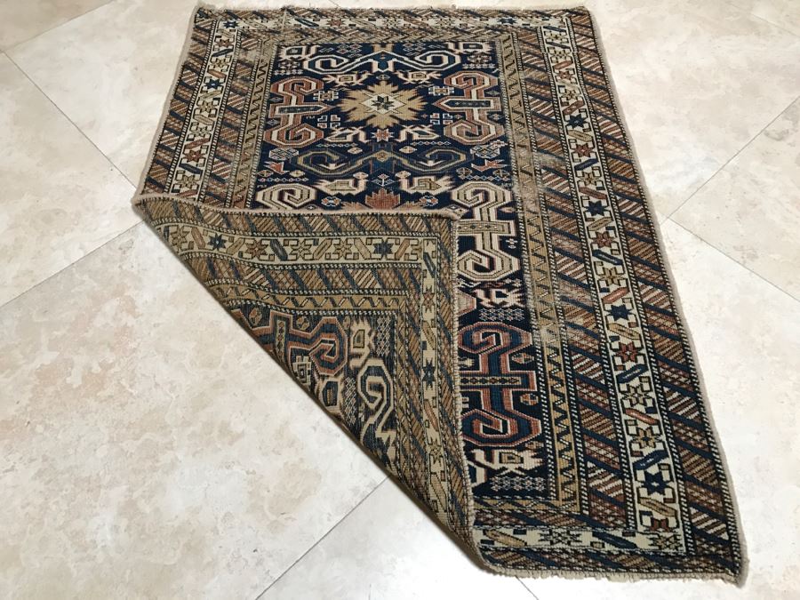 Antique Persian Tribal Rug Hand Knotted Wool Area Rug Measures 3'10' X 2'11' [Photo 13]