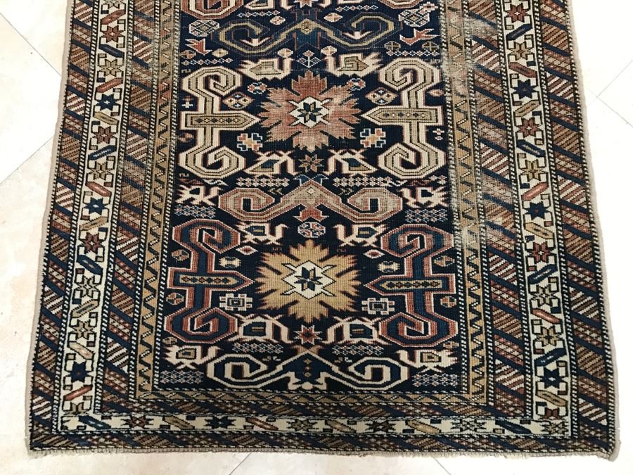 Antique Persian Tribal Rug Hand Knotted Wool Area Rug Measures 3'10' X 2'11' [Photo 4]