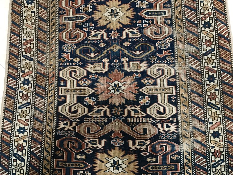 Antique Persian Tribal Rug Hand Knotted Wool Area Rug Measures 3'10' X 2'11' [Photo 8]