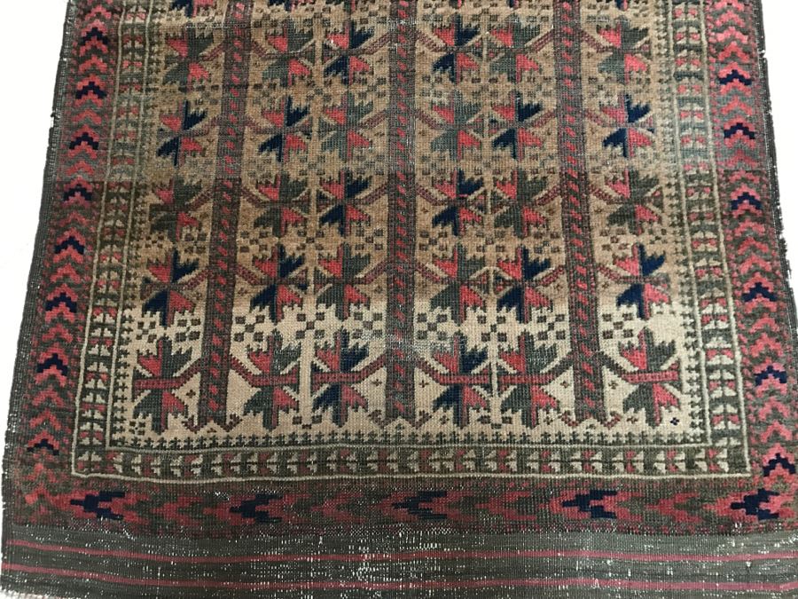 Antique Persian Tribal Rug Hand Knotted Wool Area Rug Measures 2'8' X 4'3' [Photo 6]