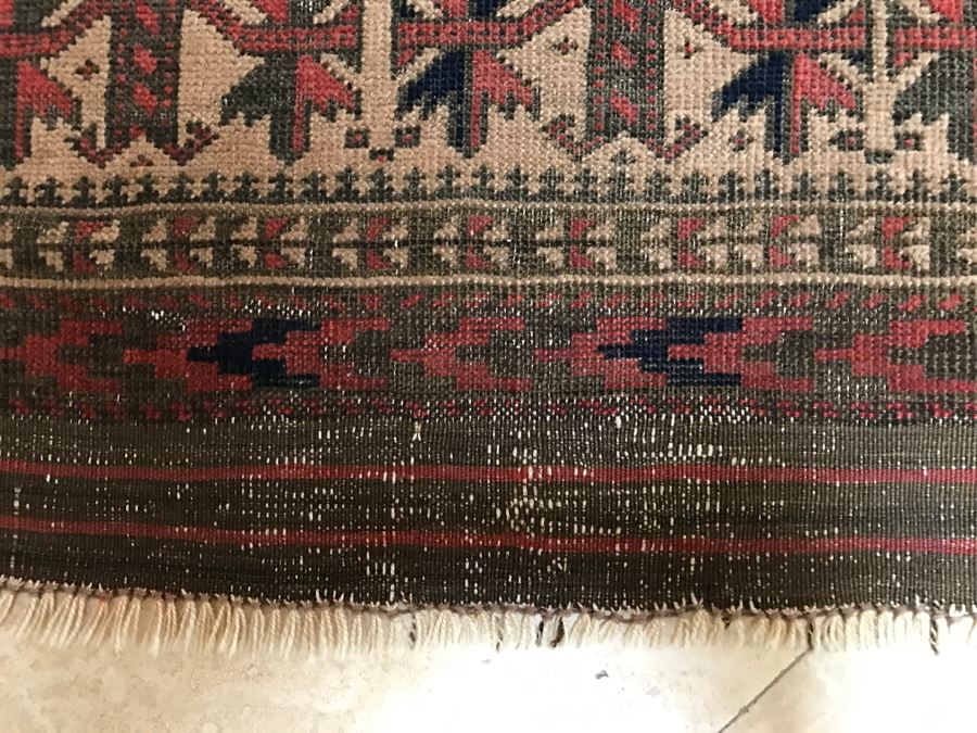 Antique Persian Tribal Rug Hand Knotted Wool Area Rug Measures 2'8' X 4'3' [Photo 13]