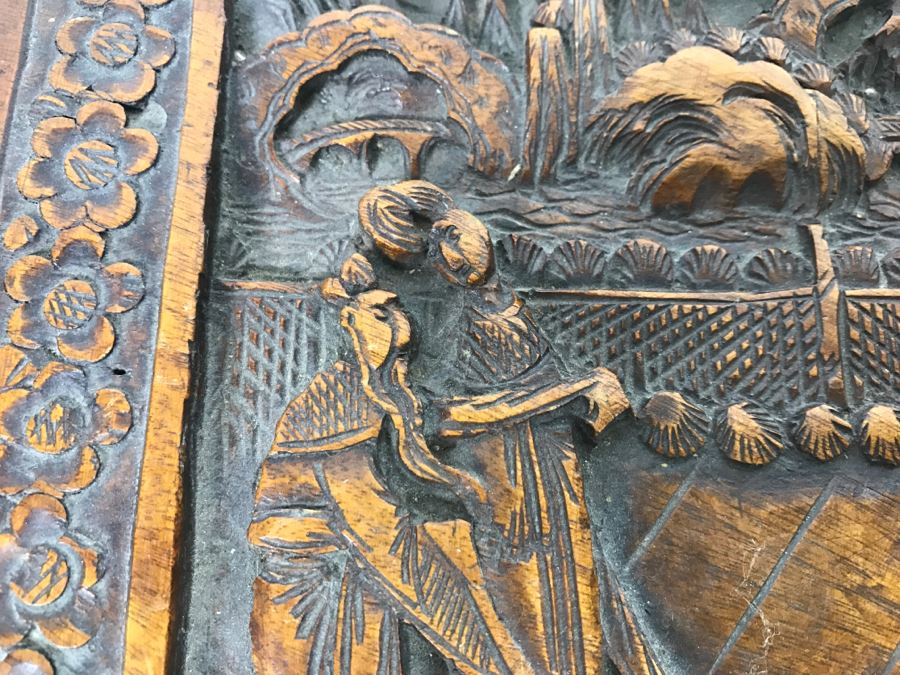 Vintage Asian Relief Carved Wooden Box Filled With Various Photographs And Ephemera - See All Photos [Photo 10]