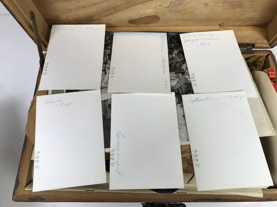 Vintage Asian Relief Carved Wooden Box Filled With Various Photographs And Ephemera - See All Photos [Photo 38]