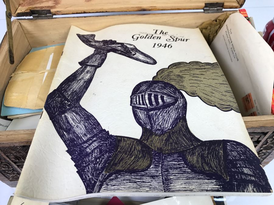 Vintage Asian Relief Carved Wooden Box Filled With Various Photographs And Ephemera - See All Photos [Photo 53]