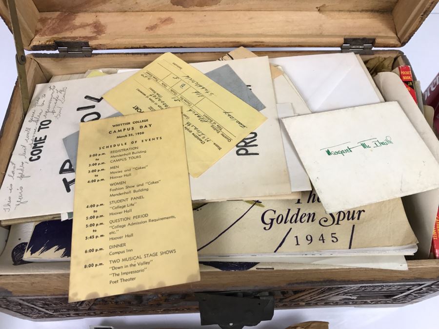 Vintage Asian Relief Carved Wooden Box Filled With Various Photographs And Ephemera - See All Photos [Photo 42]