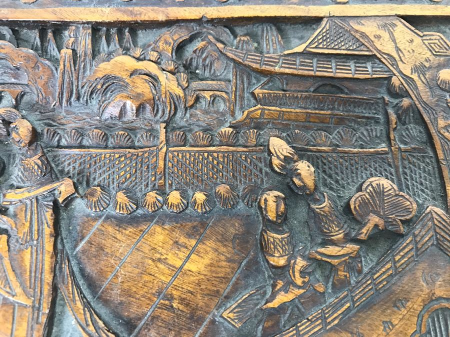 Vintage Asian Relief Carved Wooden Box Filled With Various Photographs And Ephemera - See All Photos [Photo 11]
