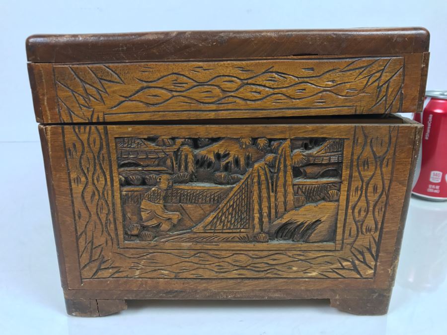 Vintage Asian Relief Carved Wooden Box Filled With Various Photographs And Ephemera - See All Photos [Photo 24]