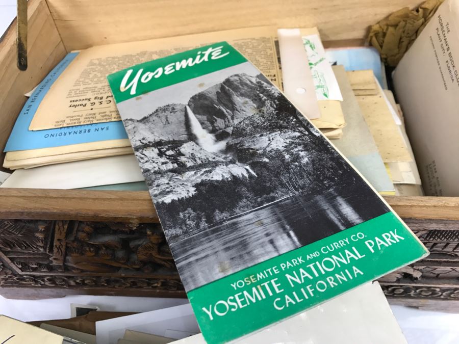 Vintage Asian Relief Carved Wooden Box Filled With Various Photographs And Ephemera - See All Photos [Photo 55]