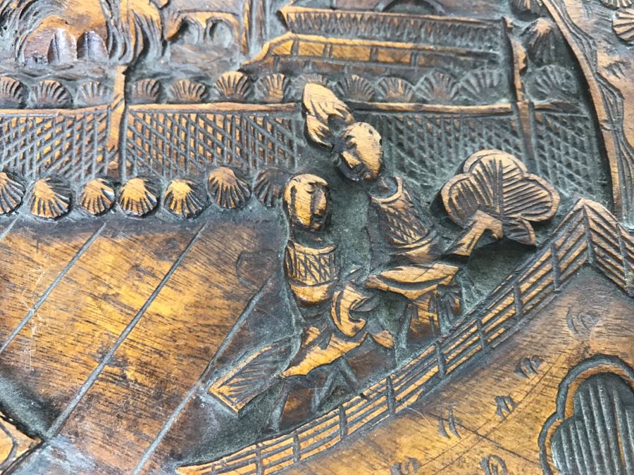 Vintage Asian Relief Carved Wooden Box Filled With Various Photographs And Ephemera - See All Photos [Photo 13]