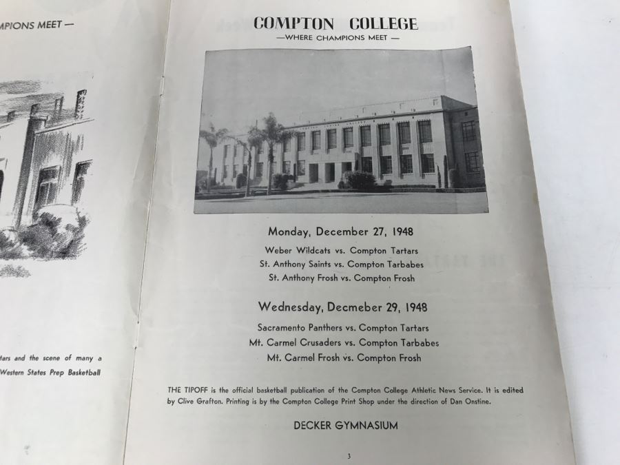 Vintage 1948 Compton College Basketball Program Vintage Coke Advertising [Photo 4]