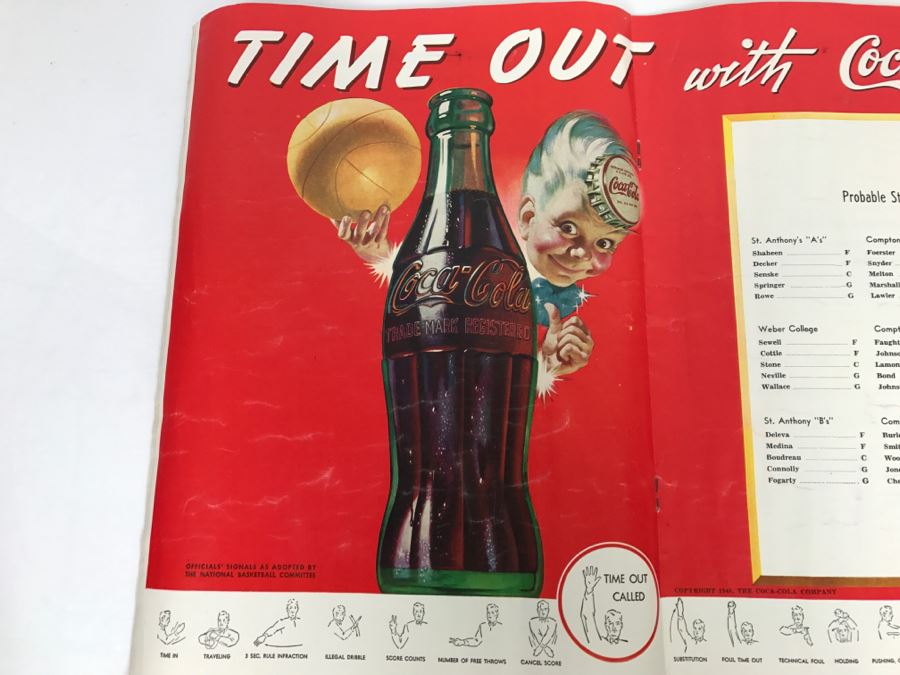 Vintage 1948 Compton College Basketball Program Vintage Coke Advertising [Photo 6]