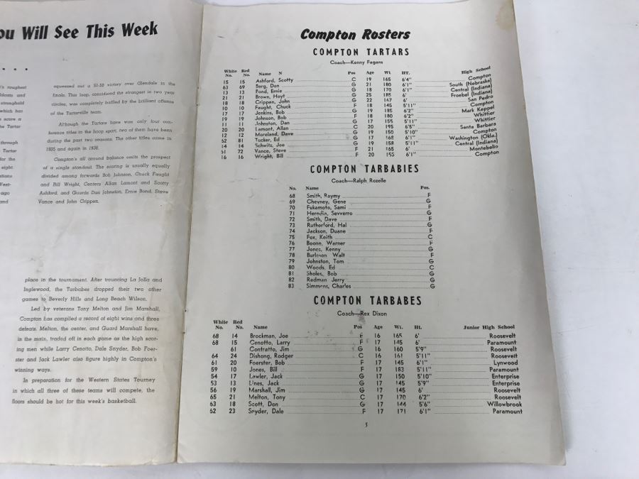 Vintage 1948 Compton College Basketball Program Vintage Coke Advertising [Photo 5]