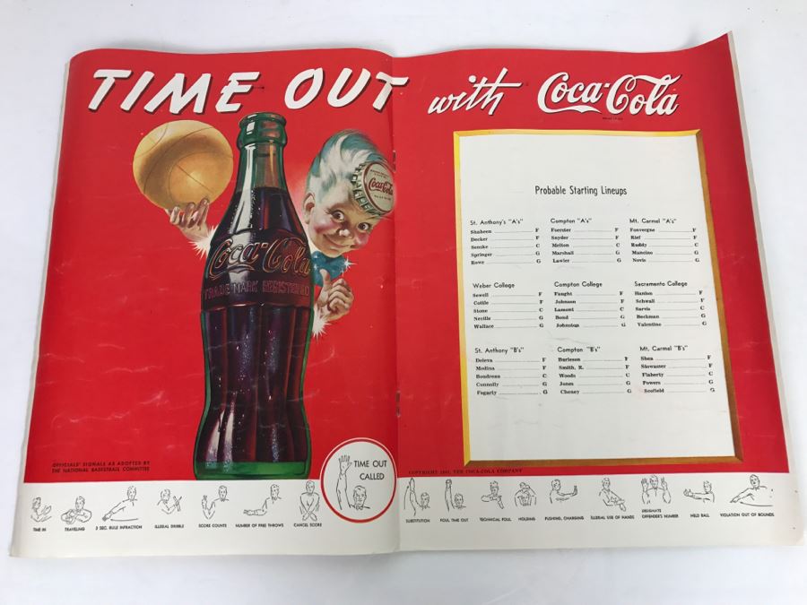 Vintage 1948 Compton College Basketball Program Vintage Coke Advertising [Photo 2]