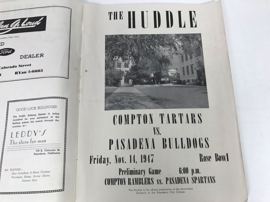 Vintage 1947 The Huddle Rose Bowl Pasadena Bulldogs Vs. Compton Tartars Official Football Program Vintage Coke Advertising [Photo 5]