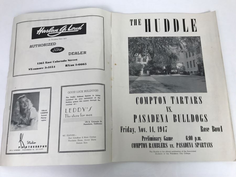 Vintage 1947 The Huddle Rose Bowl Pasadena Bulldogs Vs. Compton Tartars Official Football Program Vintage Coke Advertising [Photo 4]