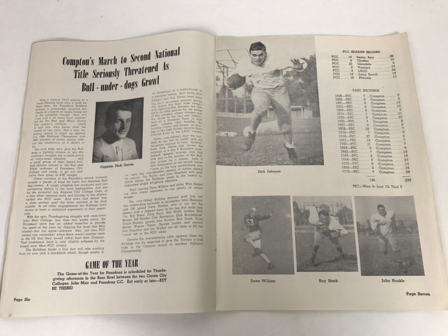 Vintage 1947 The Huddle Rose Bowl Pasadena Bulldogs Vs. Compton Tartars Official Football Program Vintage Coke Advertising [Photo 8]
