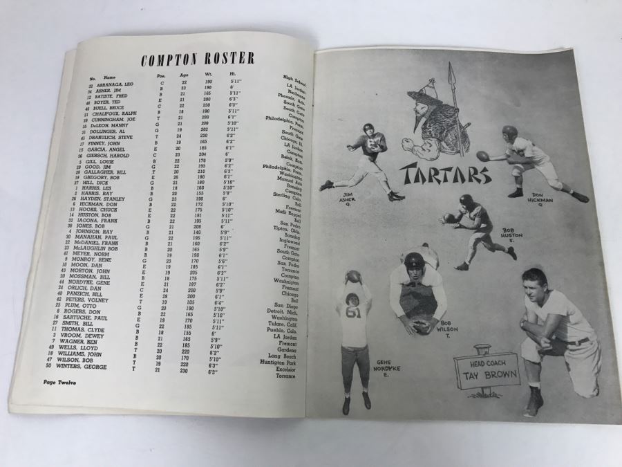 Vintage 1947 The Huddle Rose Bowl Pasadena Bulldogs Vs. Compton Tartars Official Football Program Vintage Coke Advertising [Photo 11]